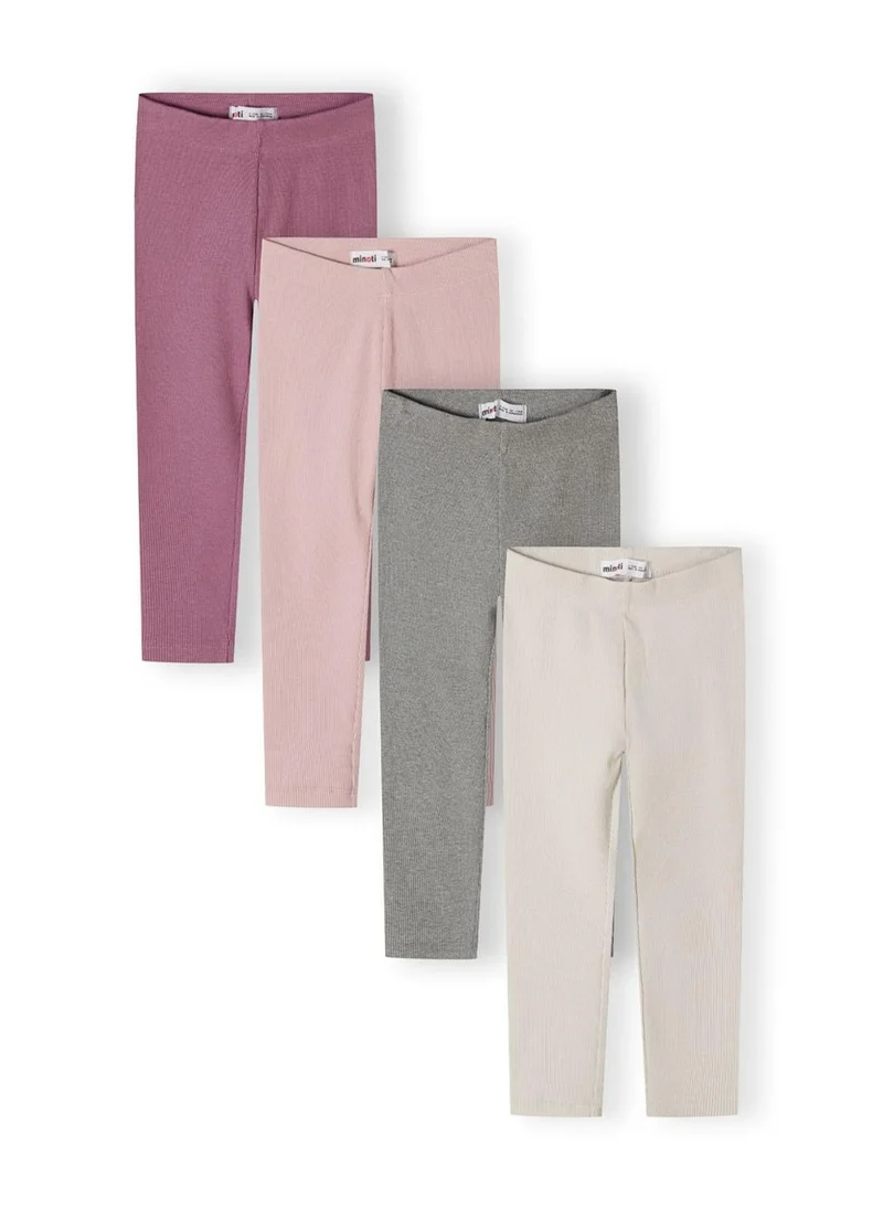 MINOTI Girls 4 pack rib long leg leggings lilac